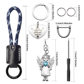 Anwlki Guardian Angel Key Ring Angel Car Key Ring Pendant Medal Plaques with Rhinestones Car Motorbike Patr Schutzpatr Schutzpatr Beschutze uns Komm Gut Heim, blue, M