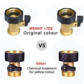 HQMPC Heavy Duty Brass Shut Off Valve Garden Hose Shut Off Valve Garden Hose Connector (2PCS) +4 Extra Pressure Washers