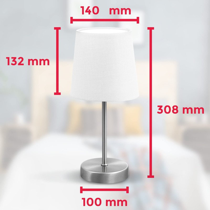 LED Table Lamp I Fabric Lamp Matte Nickel I E14