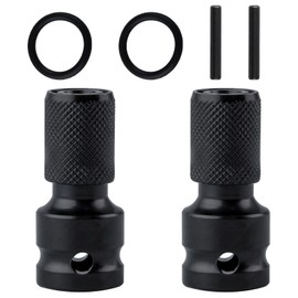 LEONTOOL 2Pcs 1/2 Inch Square Drive to 1/4 Inch Hex Female Socket Adapter, Quick-Change Converter Chuck Adaptor, Impact Wrench Adapter with Pins for Impact Air and Electric Wrench Ratchet Wrench