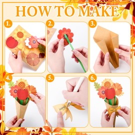 Guiqulai 24 Pcs Sunflower Bouquet Craft Kit, DIY Make Your Own Fall Flower Bouquet Thankful Gift for Kids, School Classroom Teacher Appreciation