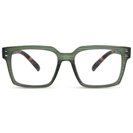 FONHCOO Reading Glasses for Women Men- Blue Light Reading Glasses with Spring Hinge, Anti Glare/Eyestrain Computer Readers(Green 2.5)