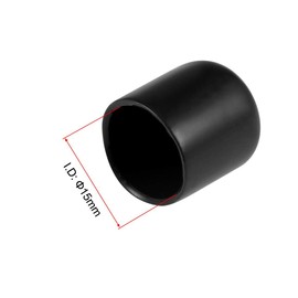TOP-VIGOR 20Pcs Rubber End Caps Black, 15mm ID Round Flexible Screw End Caps Thread Protectors, Vinyl Bolt Covers Rubber Covers for Screws, Tubes, Cables, Wires, etc