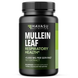 Mullein Leaf Capsules for Respiratory Health - 5000mg Extract 10:1 for Lung Support and Immune Function - 30 Count - Vegan, Non-GMO Capsules - Herbal Supplement for Daily Wellness - 1 Month Supply