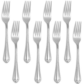 KEAWELL Pearl Edge 8-Piece Premium Fork Set, 18/10 Stainless Steel, Fine Silverware with Mirror Finish, Dishwasher Safe (8, 8" Dinner Forks)