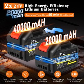 AOODIL Cordless Pressure Washer Battery Powered, 6 in 1 Nozzle Portable Power Washer with 2 Batteries, 800PSI Cordless Power Washer with 5m Hose, Hard Carry Case for Car, Home & Garden