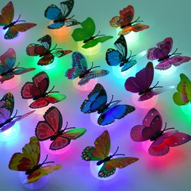 Makevivi 3D Butterfly Wall Decor with Glowing Lights, Led Butterfly Lights with Stickers, Decorations for Bedroom, Wall, Party and Birthday (24Pcs)
