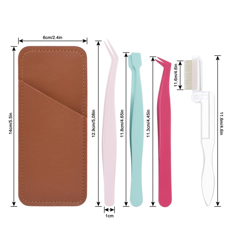 Lash Cluster Tweezer Set with Comb, Set of 4 Eyelash