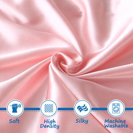 Satin Mini Crib Mattress Sheet, Soft & Silky Pack and Play Sheets Fitted (39"x27"x5") for Girls, Great for Baby Hair and Skin, Pink Playard Sheets