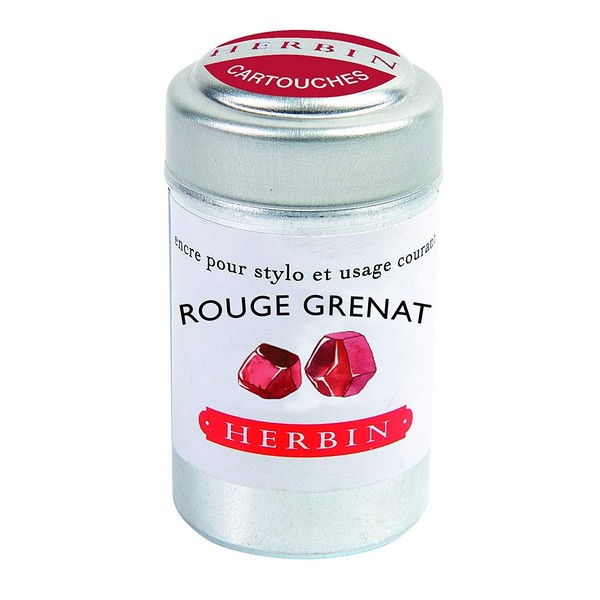 Herbin Writing Ink Cartridges - Rouge Grenat, Pot of 6