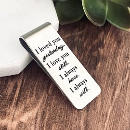 Engraved Money Clip for Men, Stainless Steel Love Note, Romantic Gift for Husband Boyfriend, Anniversary Wedding Birthday Present