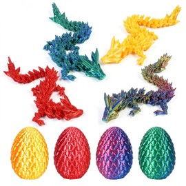 VivaNova 4 Pack 3D Printed Dragon Eggs, Surprise Eggs with Articulated Mini Dragons Inside, Dragon Fidget Toys, Birthday Gifts, Party Favors, Classroom Prizes, Treasure Box Toys for Kids