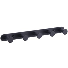 Angle Simple Towel Hook Rack Matte Black, SUS304 Stainless Steel Bathroom Hook Rail 5 Hooks, Utility Kitchen Towel Holder, Wall Mount
