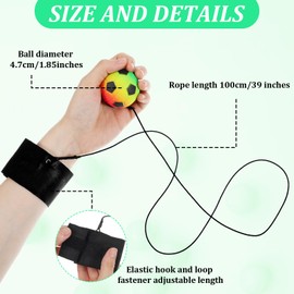 Grevosea 24 Pcs Wrist Return Ball, 2 Inch Rubber Rebound Wristband On A String Sports Balls Includes Basketball, Baseball and Football for Teens Adults Wrist Exercise and Play