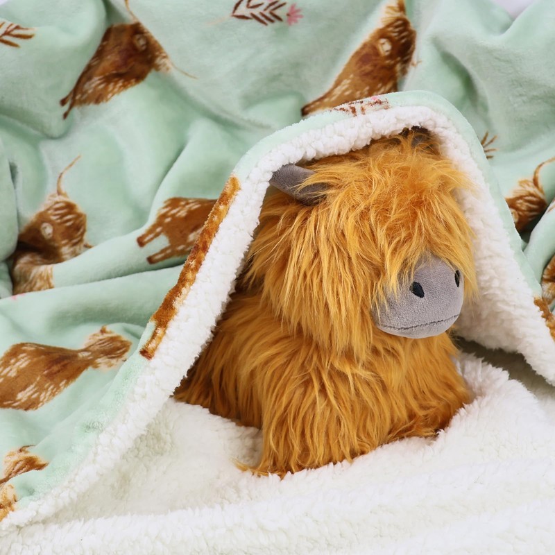 VigorSpring Reversible Highland Cow Blanket - 50x70 Inch