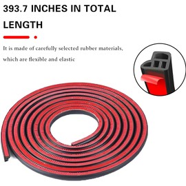 Mandark Car Door Seal Strip, Rubber Double Layer Vehicle Weather Stripping, 32.8ft 4 Holes Soundproof Self Adhesive Automotive Sealing Strip Accessories, Universal for SUV, Truck, RV
