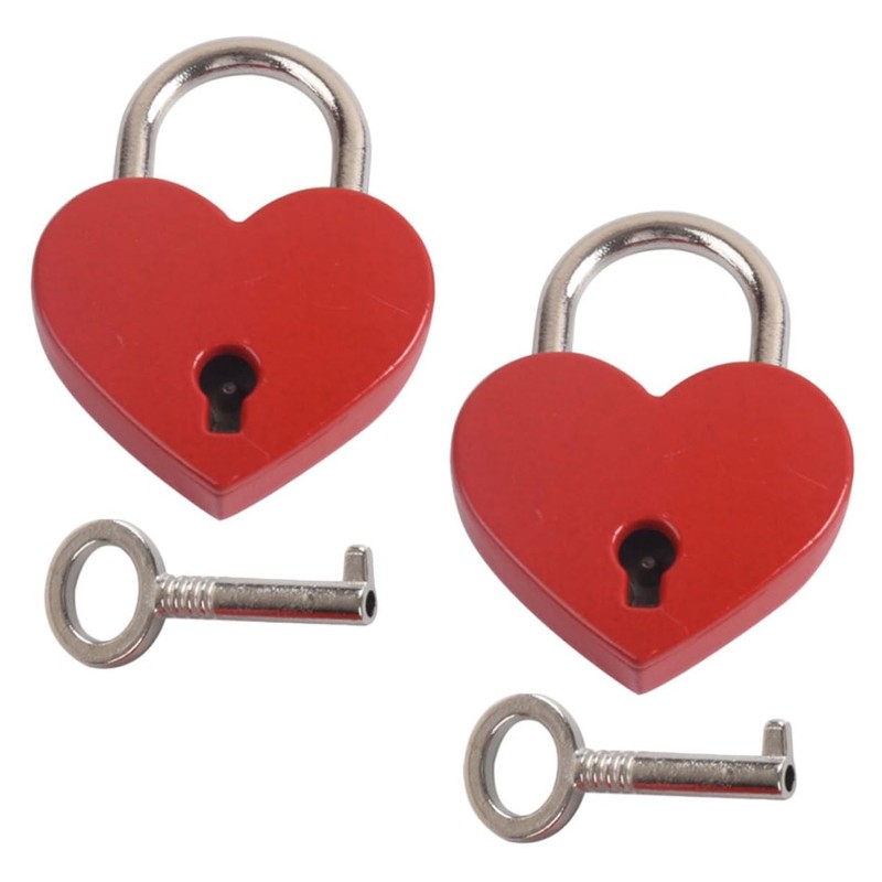 TEHAUX 10 Sets Mini Heart Shaped Padlocks Small Keyed Travel