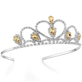 Lovelyshop Yellow Gems Rhinestone Tiara, for Little Kid Big Kid Girl Prom Birthday Prinecess Party