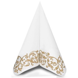 Mank Rob Airlaid Napkins Fabric-Like 40 x 40 cm Pack of 50 High-Quality Fabric Look Wedding Napkins Ornament Birthday Wedding in Gold