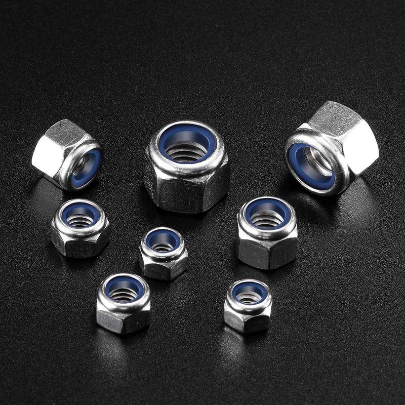 M6 x 1.0mm Nylon Insert Hex Lock Nuts 100Pcs 304