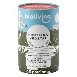 Proteína Vegetal Bioliving | Suplemento Alimenticio 100% Vegano | 85% Proteína de Arroz, Chícharo y Soya | Sin Gluten ni Azúcar | 1.2kg 45 porciones (1.2kg - 45 porciones, Café)