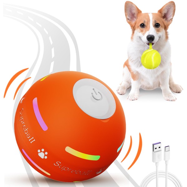 Petiepaw Interactive Dog Ball Toy, Durable Automatic Rolling Ball for