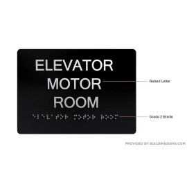 CAADASigns.com Elevator Motor Room Sign Black (Aluminium, Black/Silver,S