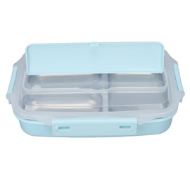 Thermal Insulation Bento Lunch Box 3 Grids Leakproof 304 Stainless Steel Bento Lunch Box for Students School Office Sky Blue