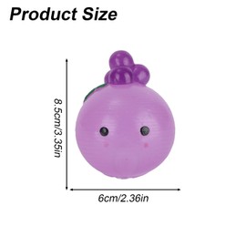 BOXOB Purple Grape Squeeze Ball, Cute Crystal Grape Squishy Toy Stress Relief Fufu Fruit Elf Sensory Fidget Soft Jelly Ball Calm & Improve Focus Tool for Teens Adults Party Favor Gifts
