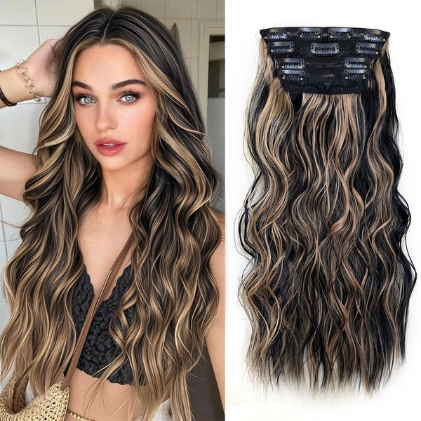 DOULIKE 20 Inch Curly Clip In Hair Extensions 200g 4PCs