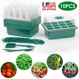 iMountek 10x Seed Starter Kit w/ Humidity Dome, Seedling Starter Tray 60 Cells for Indoor