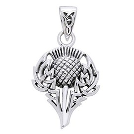 Scottish Spirit of Alba Thistle Celtic Knot Art Sterling Silver Pendant by Courtney Davis