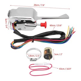 Turn Switch, 12V Universal Street Hot Rod Turn Switch + Flasher for Ford P021-TS-HL101, Chrome