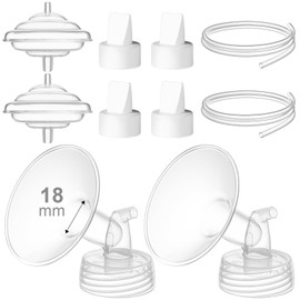 Gotocut Breast Pump Accessories Kit - 18mm Flange Set Compatible with Spectra S1/S2/Motif Luna, Includes Valves, Tubing & Backflow Protectors