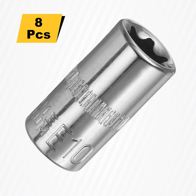 sourcing map 8pcs E-Torx Socket 1/4" Drive E10 External Torx