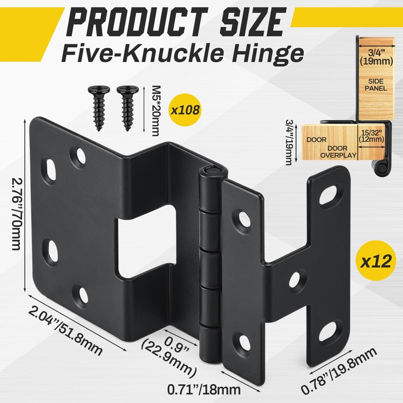 Yaocom Five-Knuckle Hinge for 3/4" Door Thickness, 270 Degree Hinge