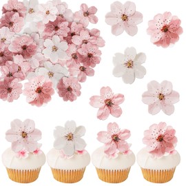 ZHUOWEISM 40 PCS Edible Cherry Blossoms Cupcake Toppers Edible Cherry Blossoms Flowers Cake Decorations Wafer Paper Flowers Cupcake Topper for Baby Shower Kids Birthday Party Decorations Supplies Colorful