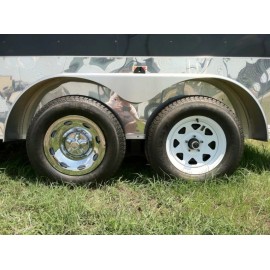 PHOENIX USA (1) 15" 2pc 5x4.5" BP Chrome Trailer Wheel Hub Cap Rim Covers