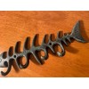 Fish Bone Hook Plaque Sign Cast Iron Nautical Beach House