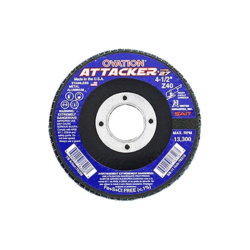 Arbor Mount Flap Disc, 4-1/2in, 40, Coarse