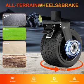 Collapsible Foldable Wagon, Utility Large Capacity Beach Wagon with Big Wheels, Shopping Wagon Cart with Side Pocket and Brakes for Sand Garden Grocery Sports Camping