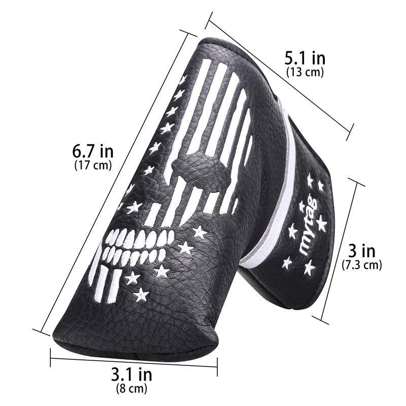 caiobob mytag Golf Blade Putter Head Cover Skull Skeleton Golf