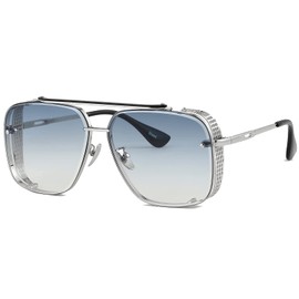 Gtand Gafas De Sol Con Degradado De Aviador Cuadradas De Gran Tamaño A La Moda Para Hombres Steampunk Con Protección Lateral De Metal Vintage De 64mm