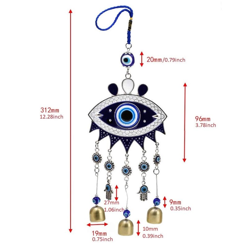 Evil Eye Wind Chimes and Wall Hanging Decoration - Big