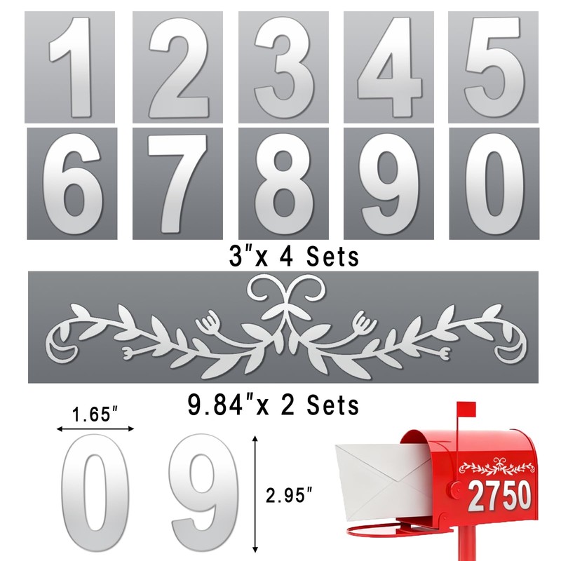 Reflective Mailbox Numbers 3 Inch (0-9) for Outside House Address