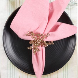 Homebia Designs Copper Gold Beaded Napkin Ring Set of 12 - Elegant Beautiful Fancy Decorative Napkin Holder for Dining Table Décor/Christmas/Farmhouse/Wedding/Party/New Year/Thanksgiving/Everyday Use