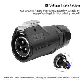 CNLINKO LP-28 3-Pin Screw Lock Waterproof Connector, IP68 Aviation Circular Quick Plug, M28 Male & Female Plug Pair (LP28 3-Pin Screwing)