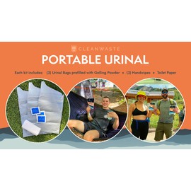 Cleanwaste Go with The Flow Disposable Urinal Bag (Single Pack) - Portable Bladder Relief - No Odors or Leaks - Kit Includes 3 Bags with Gelling Powder, 3 Hand Wipes, & Toilet Paper