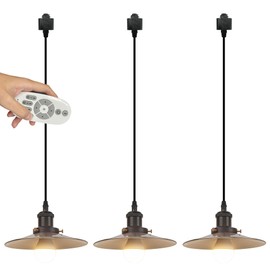 Kiven H-Type Track Lighting, 3-Light Modern H Track Light Pedant with Metal Lampshade,Dimmable for Kitchen Island Cafe Bedroom, Cord length 39.4",Brushed Nickel Finish