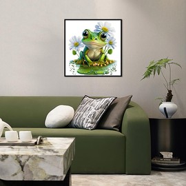 PFFNGPEN Diamond Painting Kits for Adults, 5D DIY Frog Diamond Art Kits for Beginners, Full Drill Round Diamond Art for Home Wall Decor, Flower, 12x12 inch